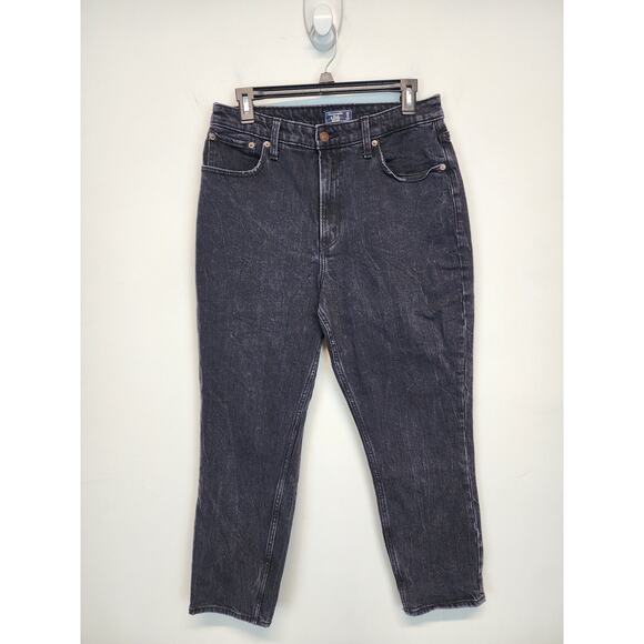 Abercrombie & Fitch High Rise Mom Jeans Size 29/8 Faded Black Tapered Alt 90s - Picture 1 of 10